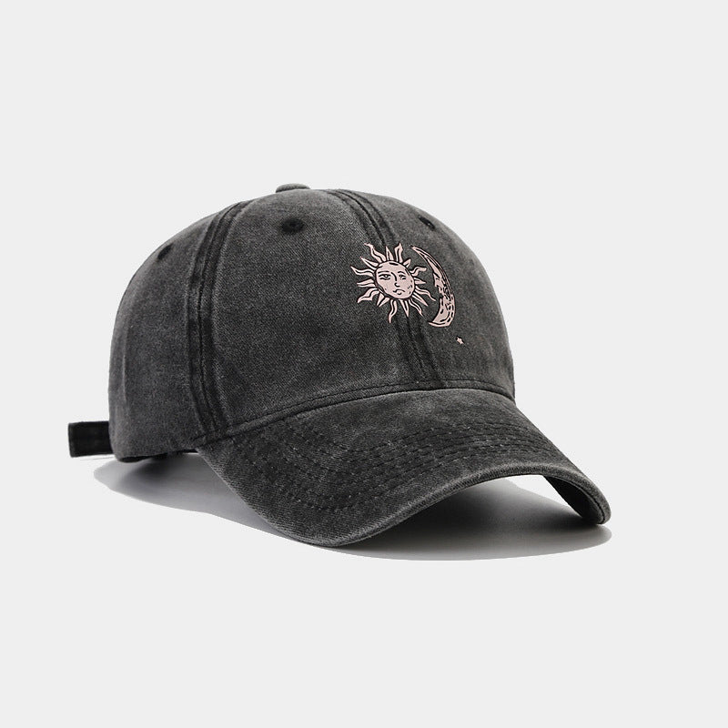 Wholesale Cotton Sun Moon Pattern Soft Top Baseball Cap